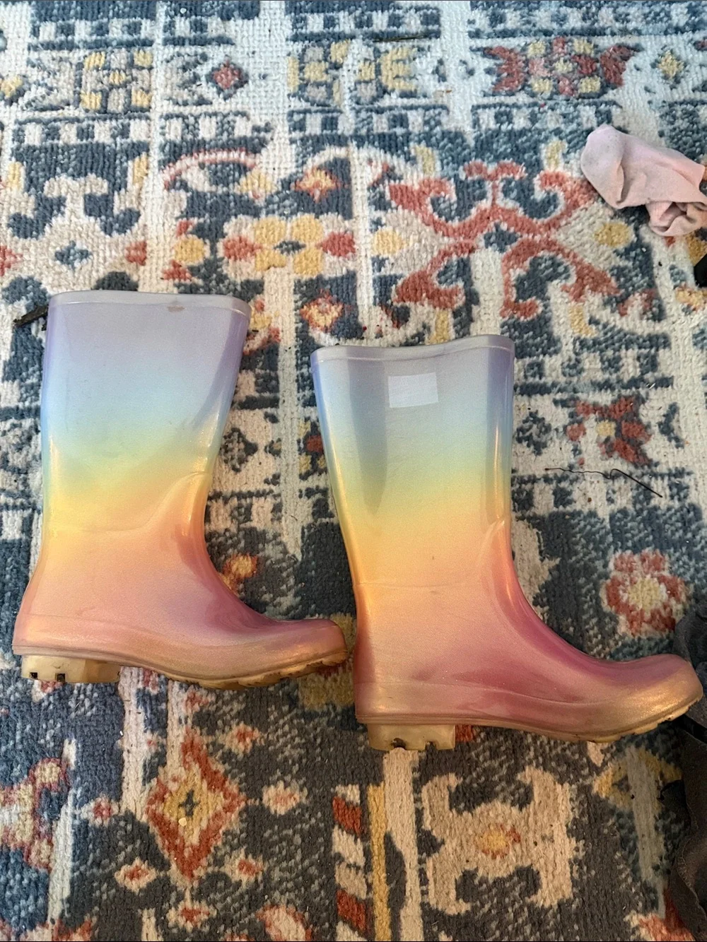 Cat & Jack Kids Rainbow Ombre Jelly Rain Boots - Pink, Purple Green Yellow, Blue